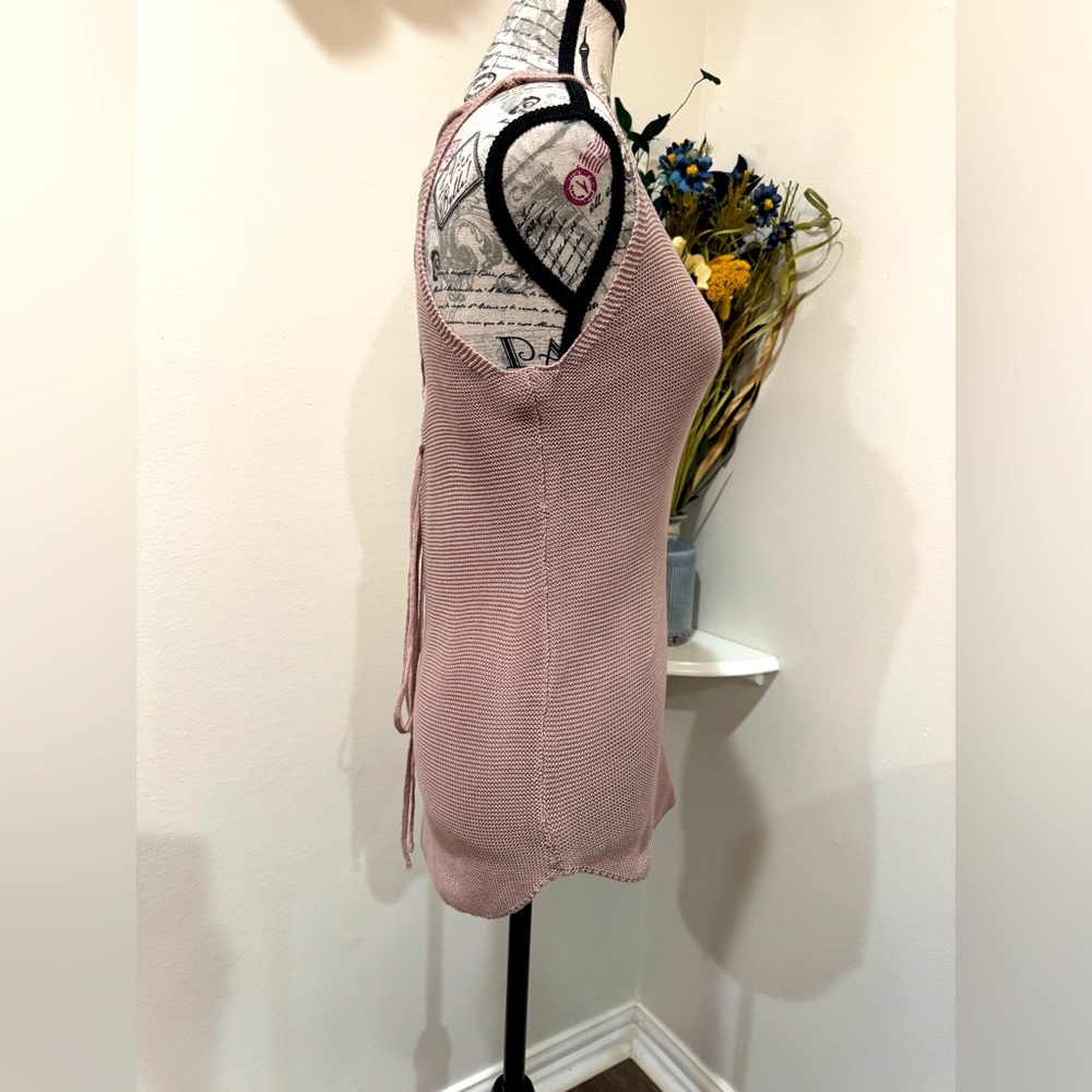 Wishlist Blush Pink Ribbed Tank Top Back Crisscross design with Tie closure - Picture 2 of 9